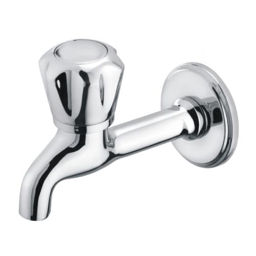 Bib Cock Long Body with Wall Flange Chrome